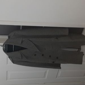 Mens grey wool Zara trench coat large